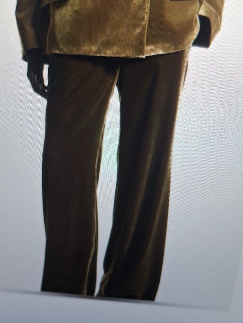 H&M Wide-Leg Velvet Pants in Olive